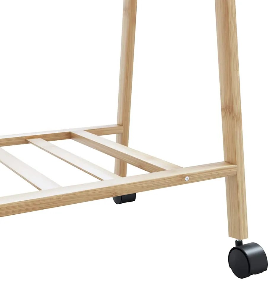 Cabide com prateleiras e rodas 96x45,5x155,5 cm bambu