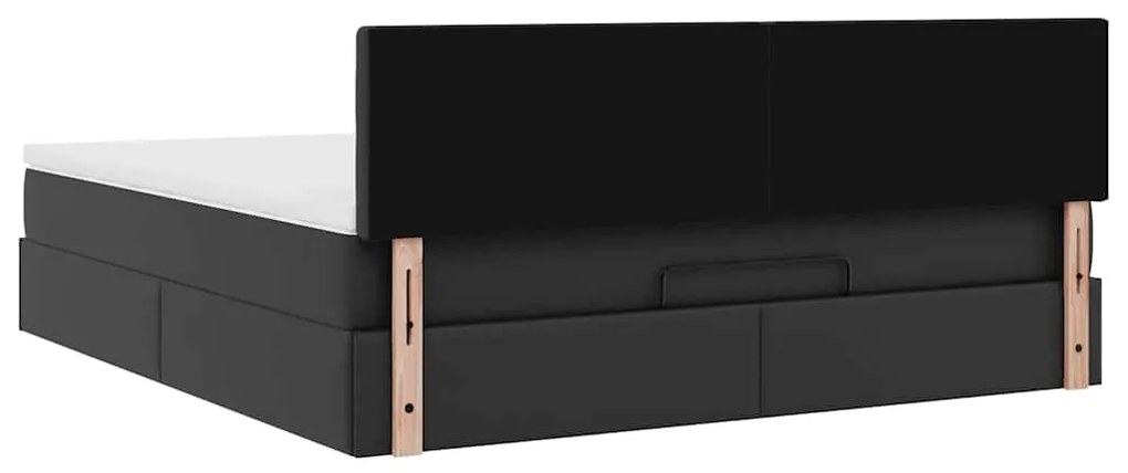 Estrutura de cama otomana com colchão 160x200 cm preta