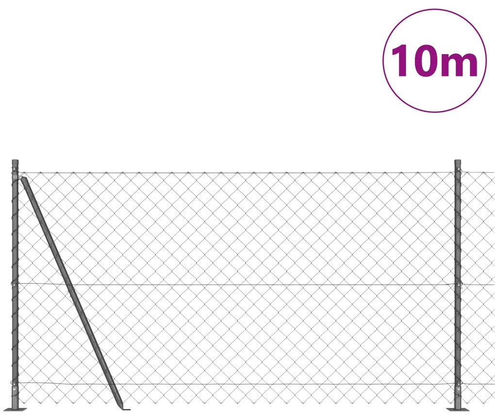 Cerca de Cadeia com 7 Postes Flangeados 1,2x10 m Aço Galvanizado