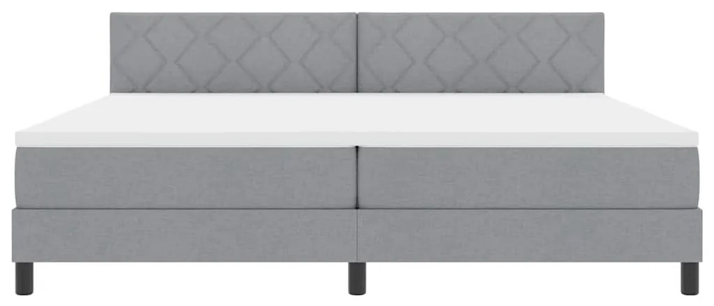 Cama Box com Colchão &amp; LED Cinza Claro 200x200 cm Tecido