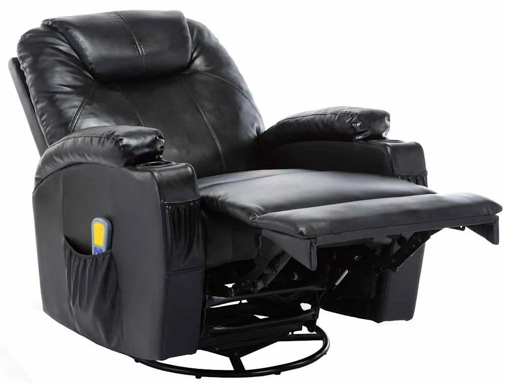Cadeira de massagem reclinável couro artificial preto