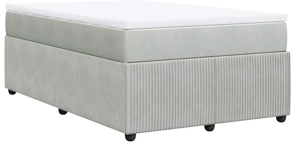 Cama boxspring c/ colchão 120x200 cm veludo cinzento-claro