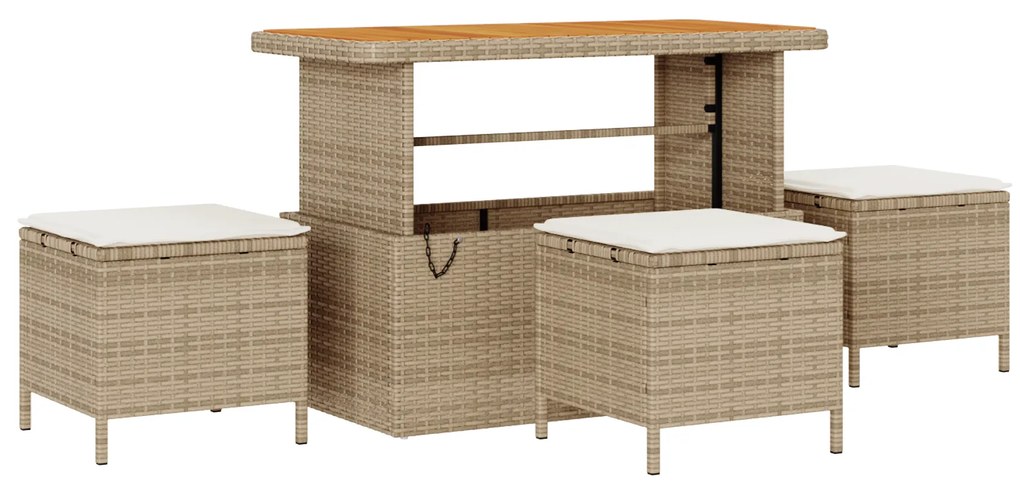 Conjunto de Sofá de Jardim vidaXL 9 Peças com Almofadas Bege Poliratan
