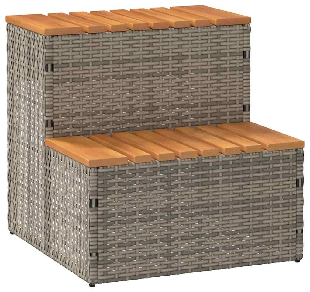 vidaXL Degrau p/ hidromassagem 50x50x50,5 cm PE e acácia maciça cinza