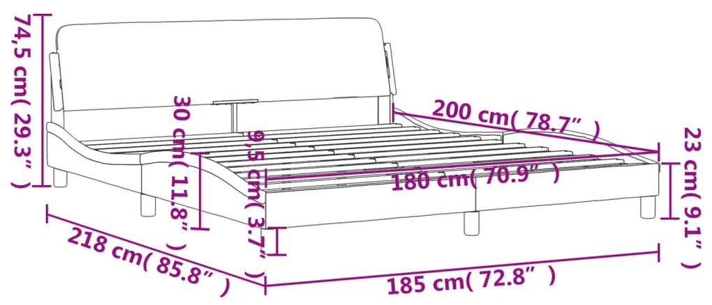 Estrutura de cama 180x200 cm tecido castanho-escuro