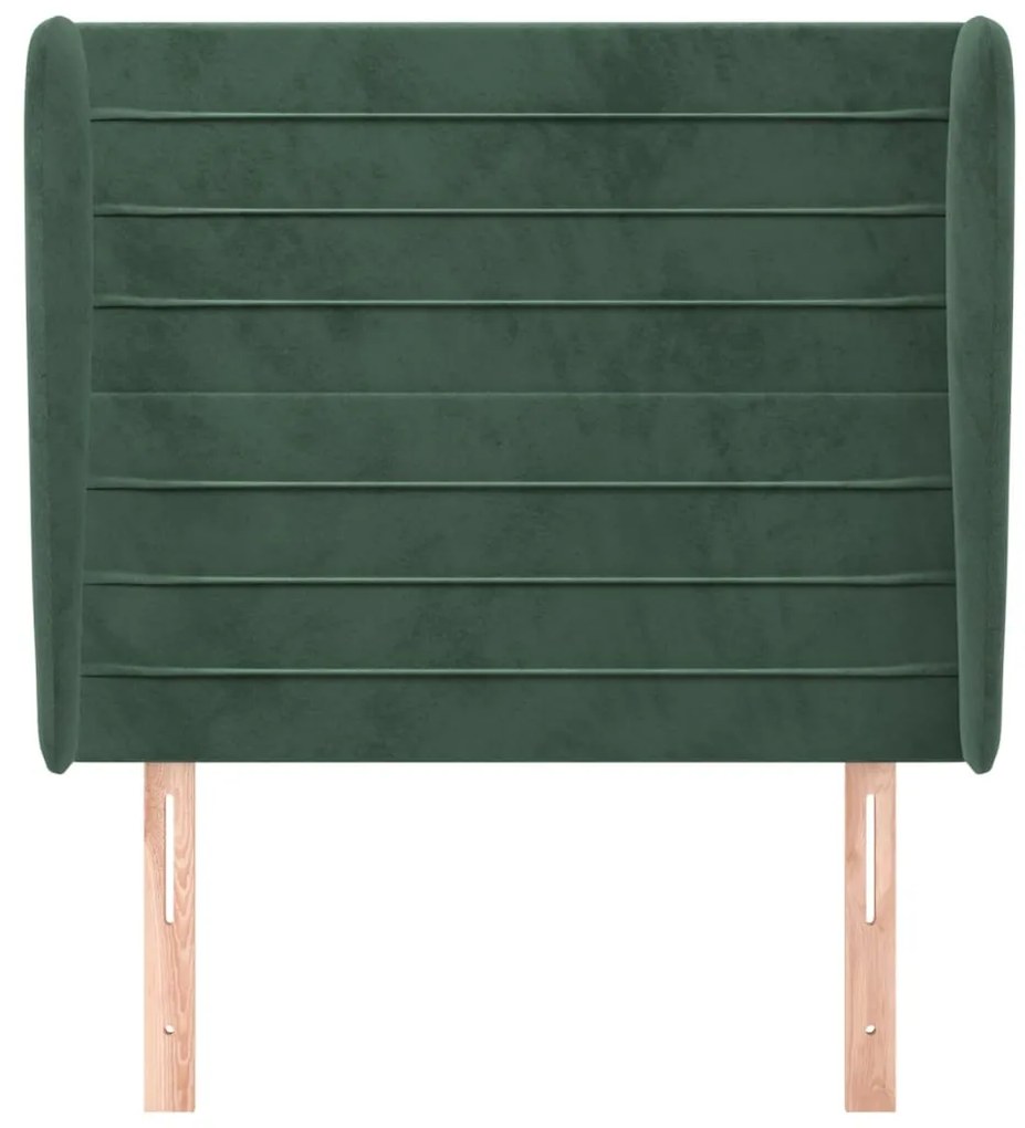 Cabeceira cama c/ abas veludo 103x23x118/128 cm verde-escuro