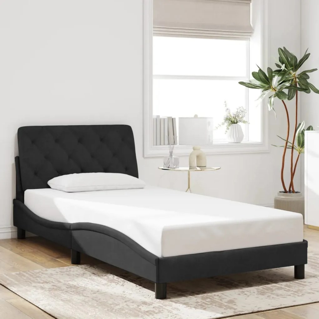 Estrutura de cama c/ luzes LED 100x200 cm veludo preto