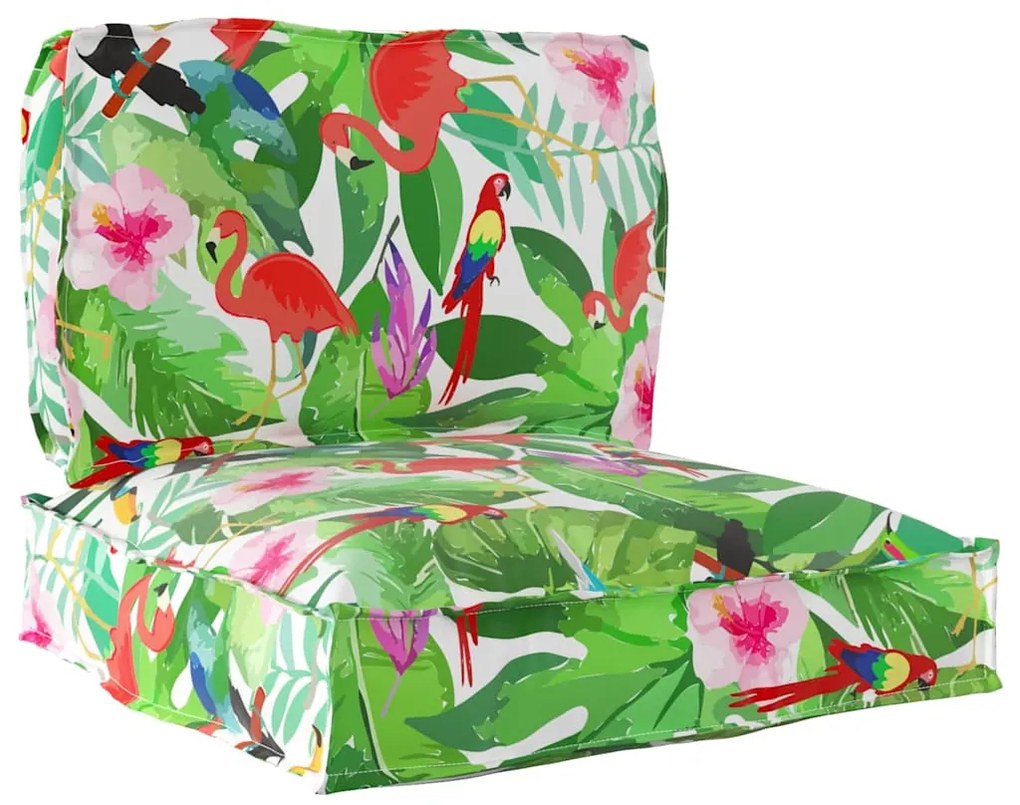 vidaXL Conjunto de Almofadas para Palete Floral 2 pcs Selva Tropical