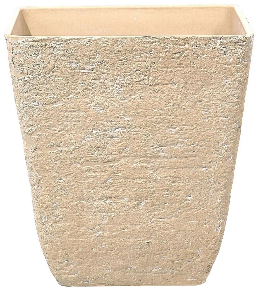 Conjunto de 2 vasos para plantas em pedra creme 49 x 49 x 53 cm DELOS Beliani