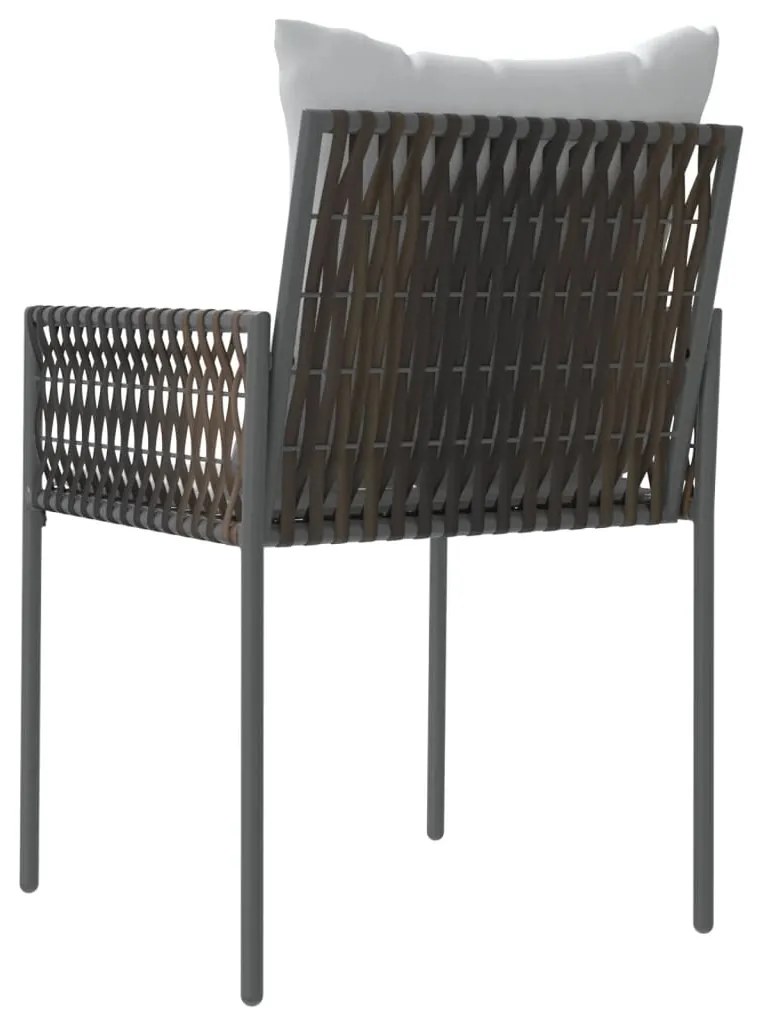 Cadeiras jardim c/ almofadões 6pcs 54x61x83 cm vime PE castanho