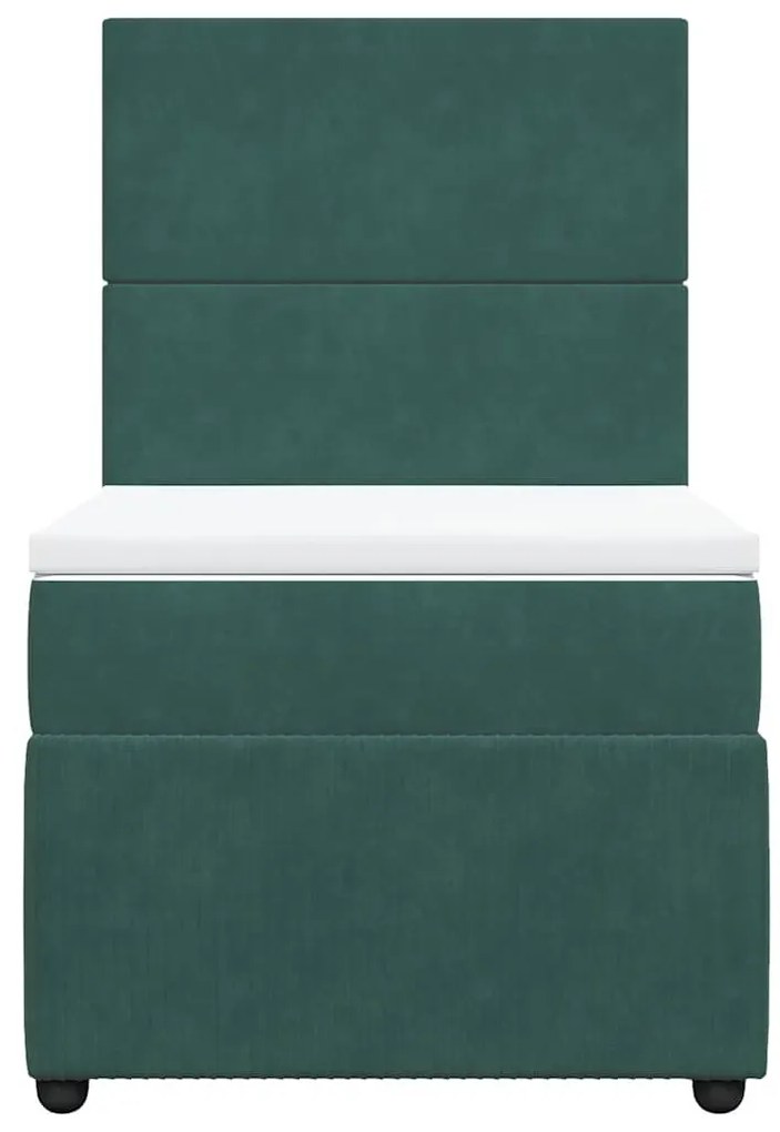 Cama com molas/colchão 100x200 cm veludo verde-escuro