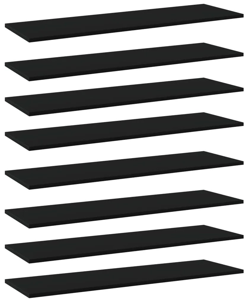 vidaXL Prateleiras p/ estante 8 pcs 100x30x1,5cm contraplacado preto