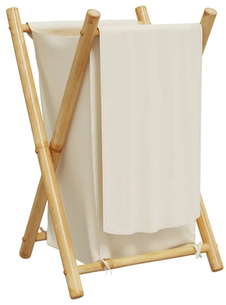 Cesto de roupa 41,5x36x63,5 cm bambu branco nata