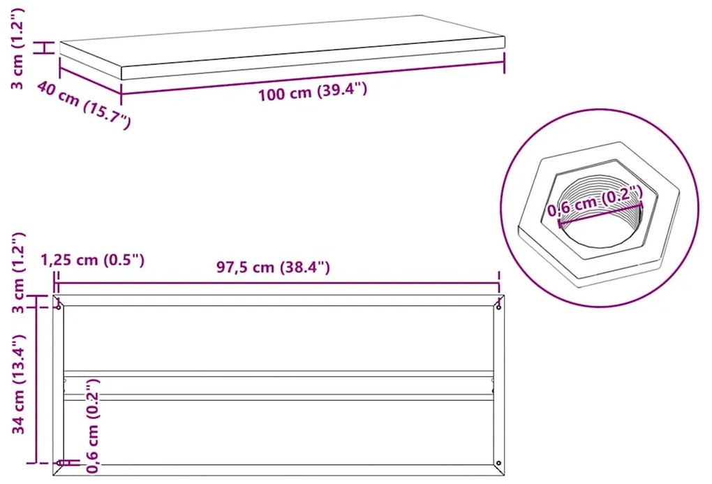 Prateleiras de parede 2 pcs 100x40x3 cm aço inoxidável prateado