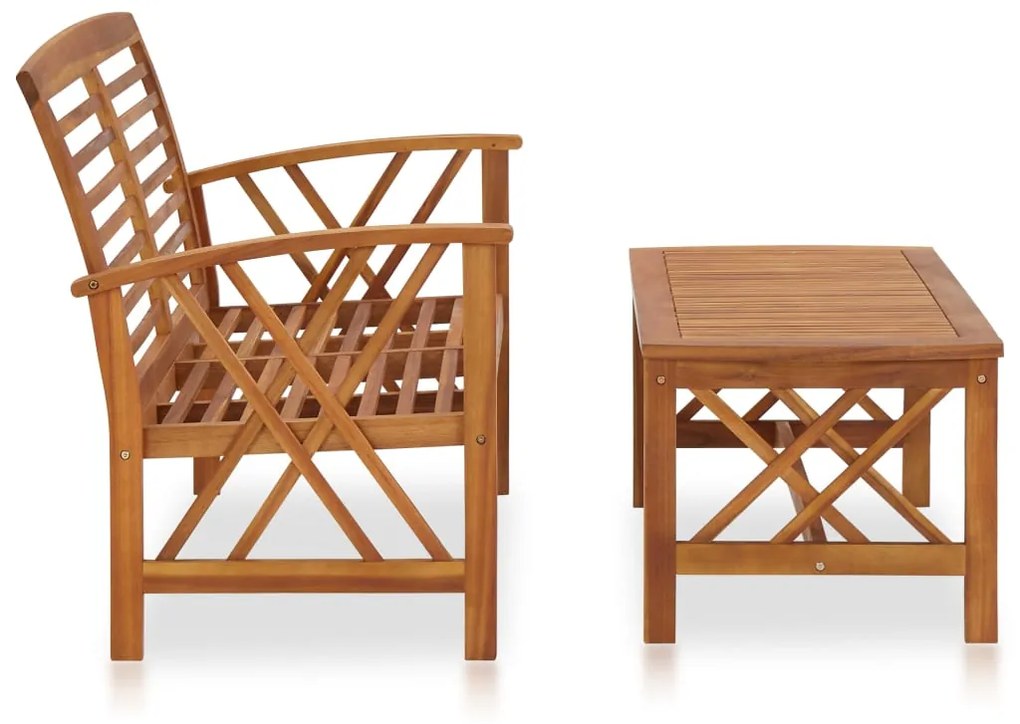 2 pcs conjunto lounge de jardim madeira de acácia maciça