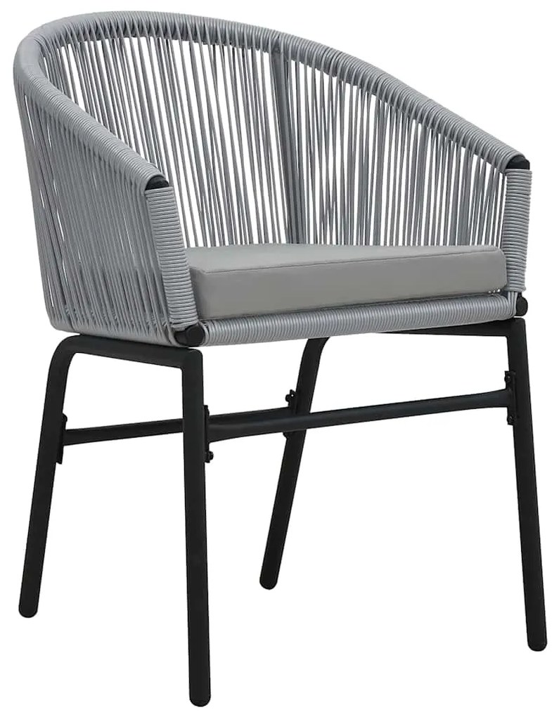Conjunto de jantar de jardim com 5 peças em rattan e poliéster cinza.