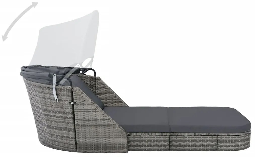 Espreguiçadeira com toldo vime PE antracite