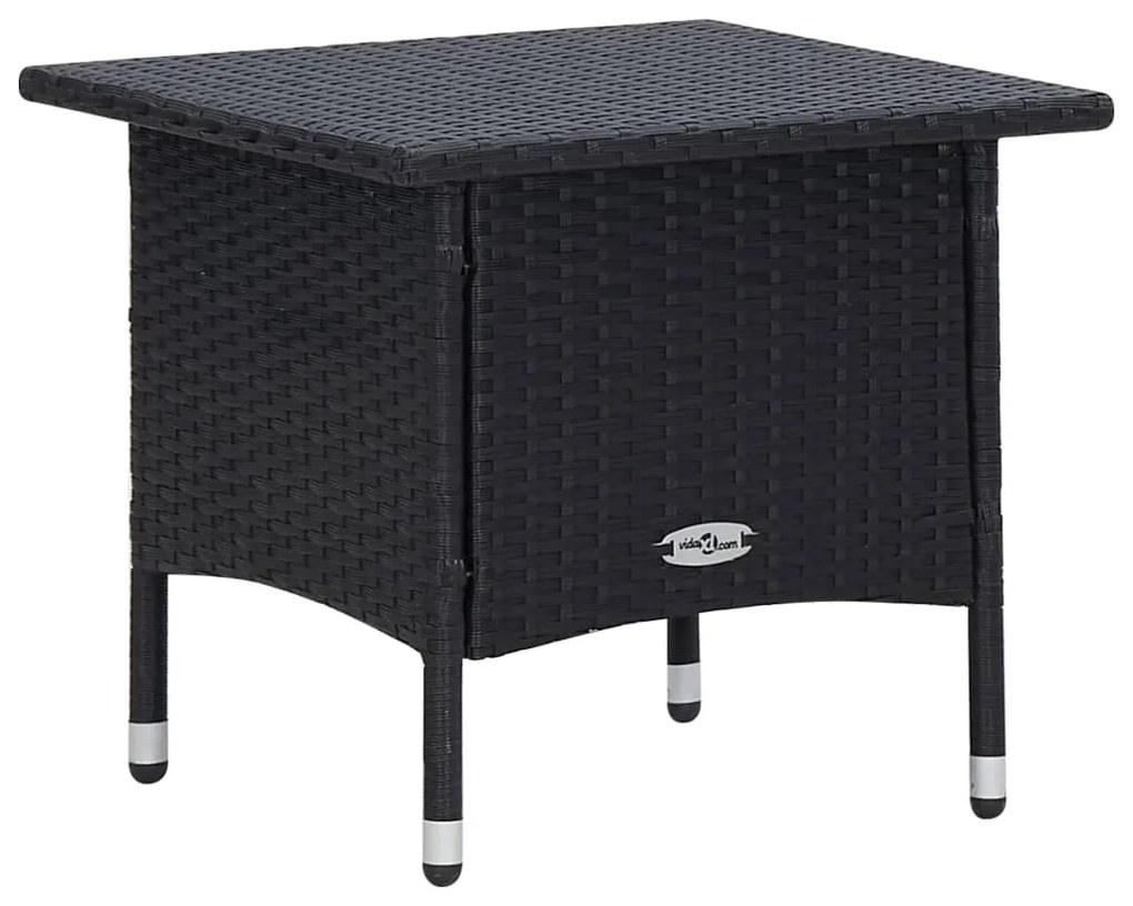 3 pcs conjunto lounge para jardim c/ almofadões vime PE preto