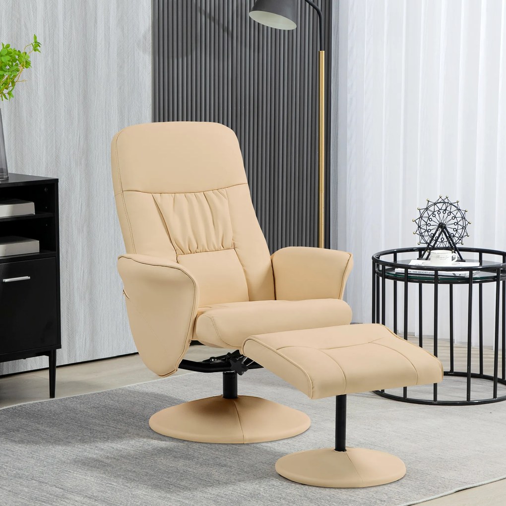 Poltrona Reclinável com Apoio para os Pés, 76 x 81 x 101 cm, Rotação a 360°