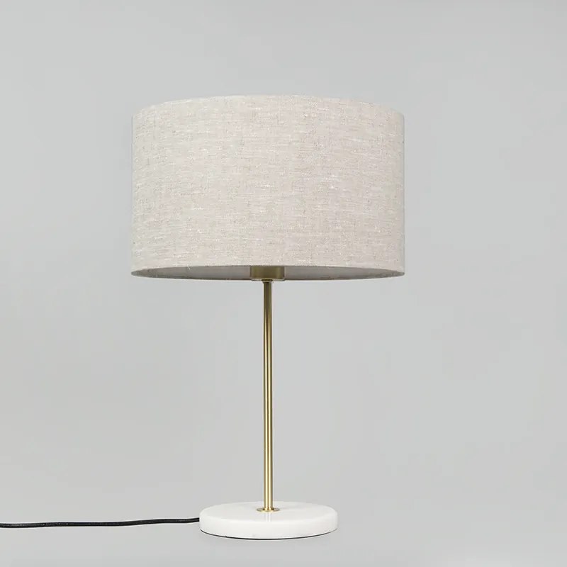 Candeeiro de mesa em latão com cúpula cinzenta 35 cm - Kaso Moderno