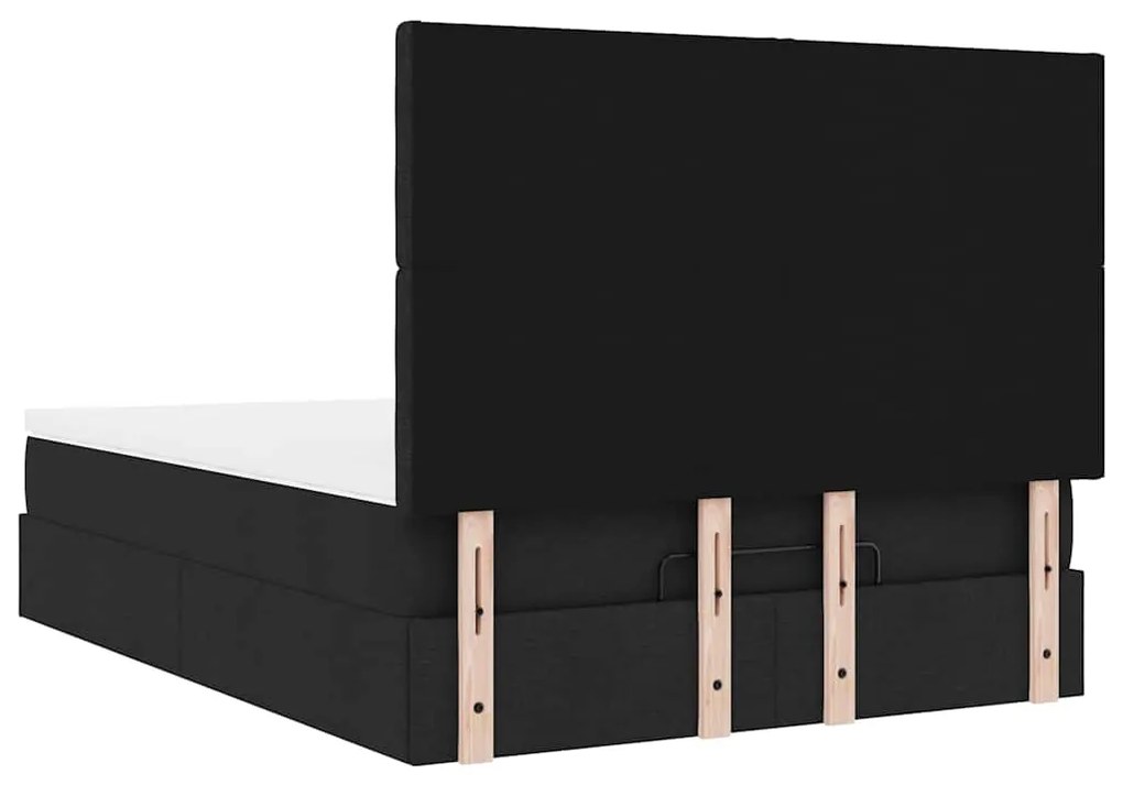 Estrutura de cama otomana com colchão 140x190 cm tecido preto
