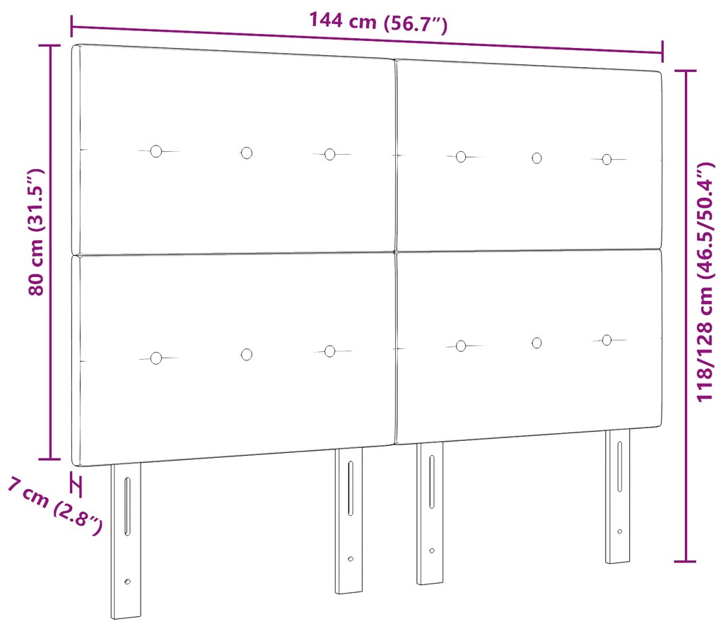 Cabeceira vidaXL Botões Almofadados Azul 140 cm Tecido
