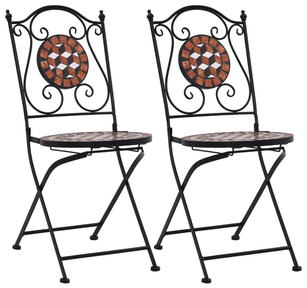 46714 vidaXL Cadeiras bistrô em mosaico 2 pcs cerâmica castanho