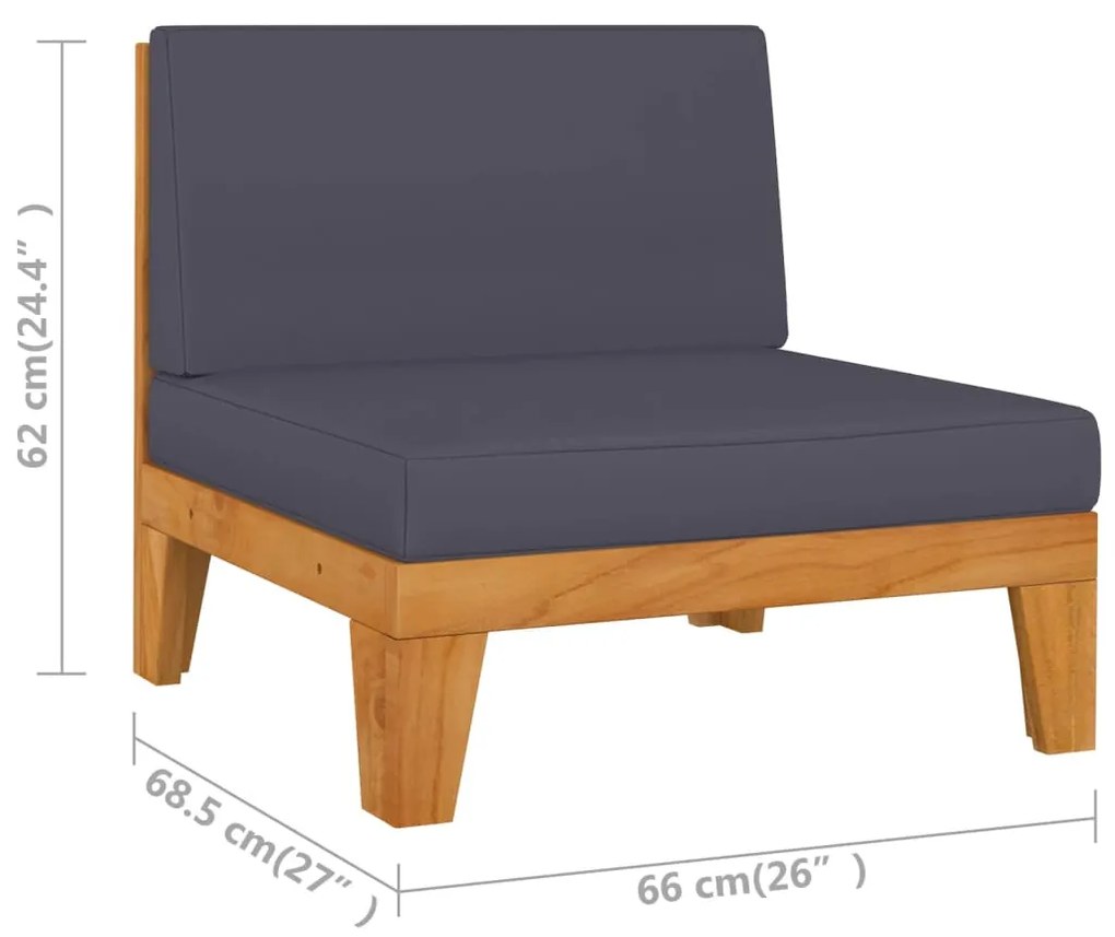 6 pcs conjunto lounge de jardim c/ almofadões acácia maciça