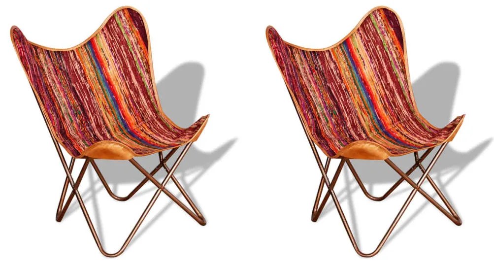 vidaXL Cadeiras borboleta 2 pcs tecido chenille multicolorido