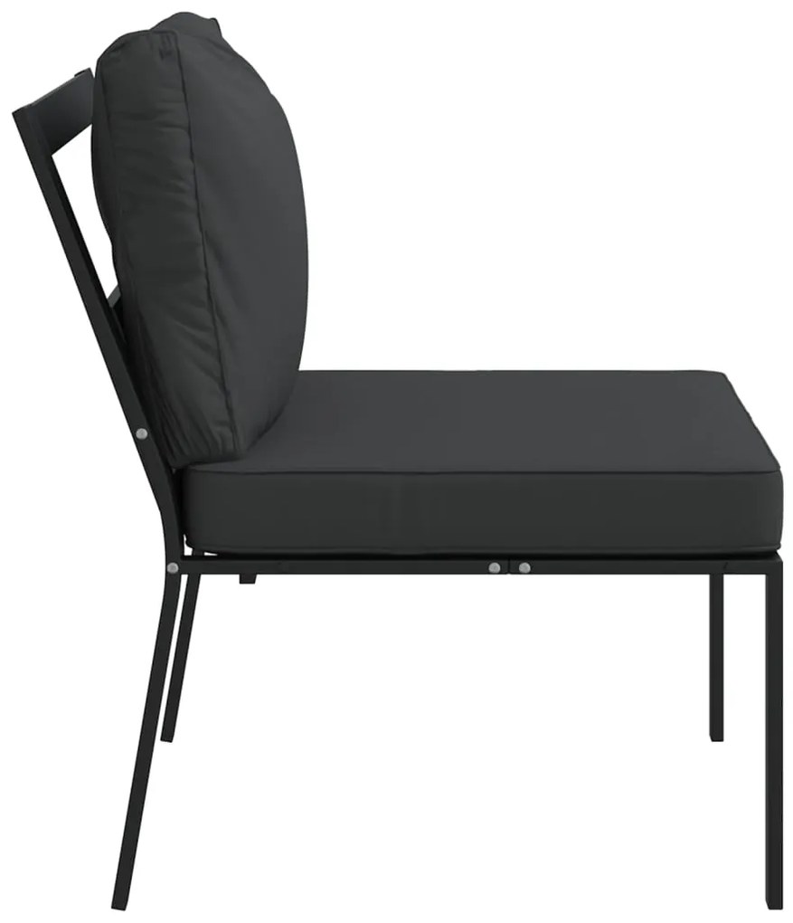 Cadeiras de jardim c/ almofadões cinzentos 2 pcs 60x74x79cm aço