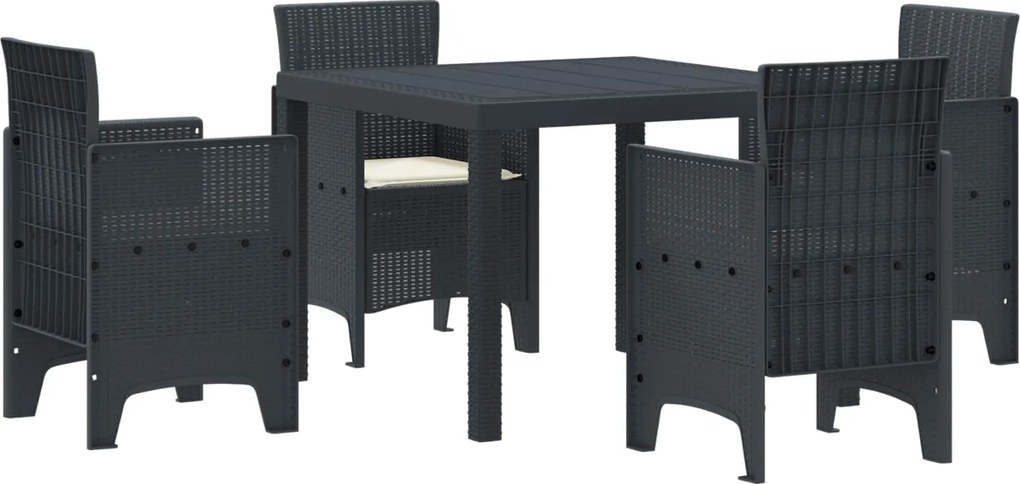 vidaXL Conjunto de Jantar para Jardim 5 pcs Antracite Polipropileno