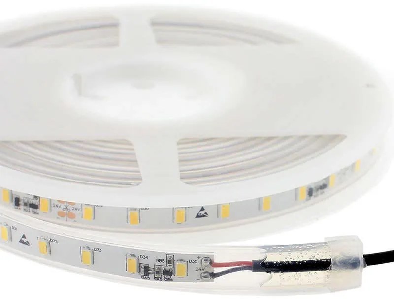 Fita de LED de cor única SMD5630, DC24V DC, 5m (70 Led/m) - Sensor de temperatura, 75W, IP67, Branco Frio
