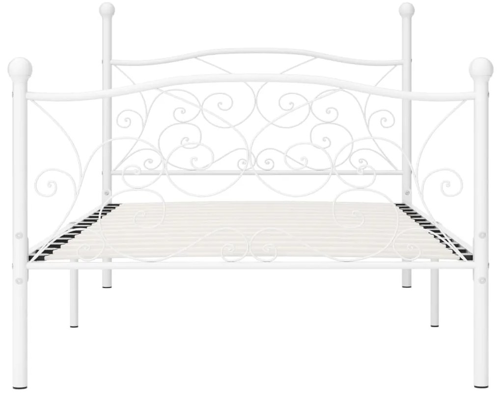 Estrutura de cama com estrado de ripas 90x200 cm metal branco