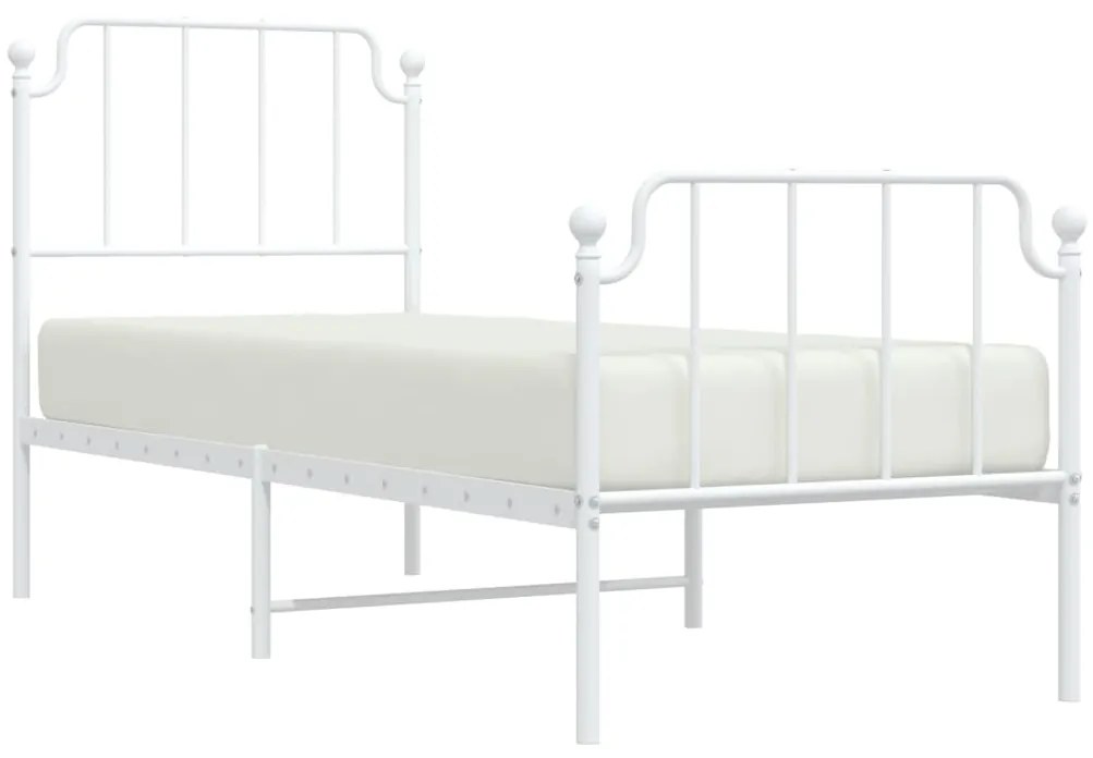 Estrutura de cama com cabeceira e pés 75x190 cm metal branco