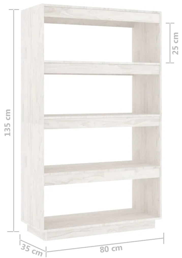 Estante/divisória 80x35x135 cm madeira de pinho maciça branco