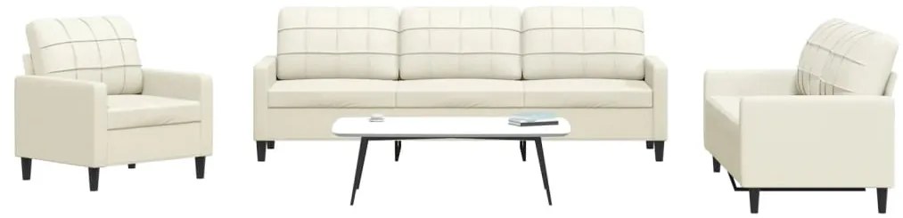 4 pcs conjunto de sofás com almofadões veludo cor creme