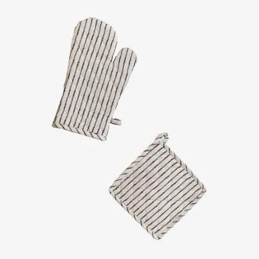 Conjunto De Luva E Pano Para Forno Oziel Beige Creme - Sklum