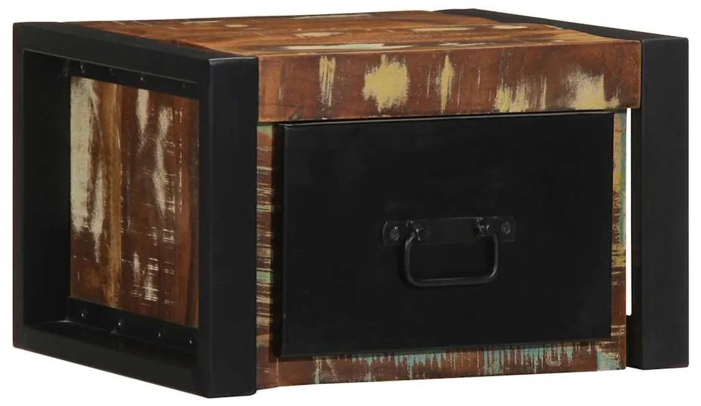 Mesa de cabeceira multicor 40x35x25cm madeira maciça recuperada