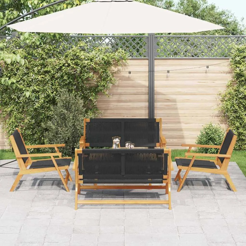 Cadeiras de Jardim com Mesa 5 pcs Preto Madeira Maciça de Acácia