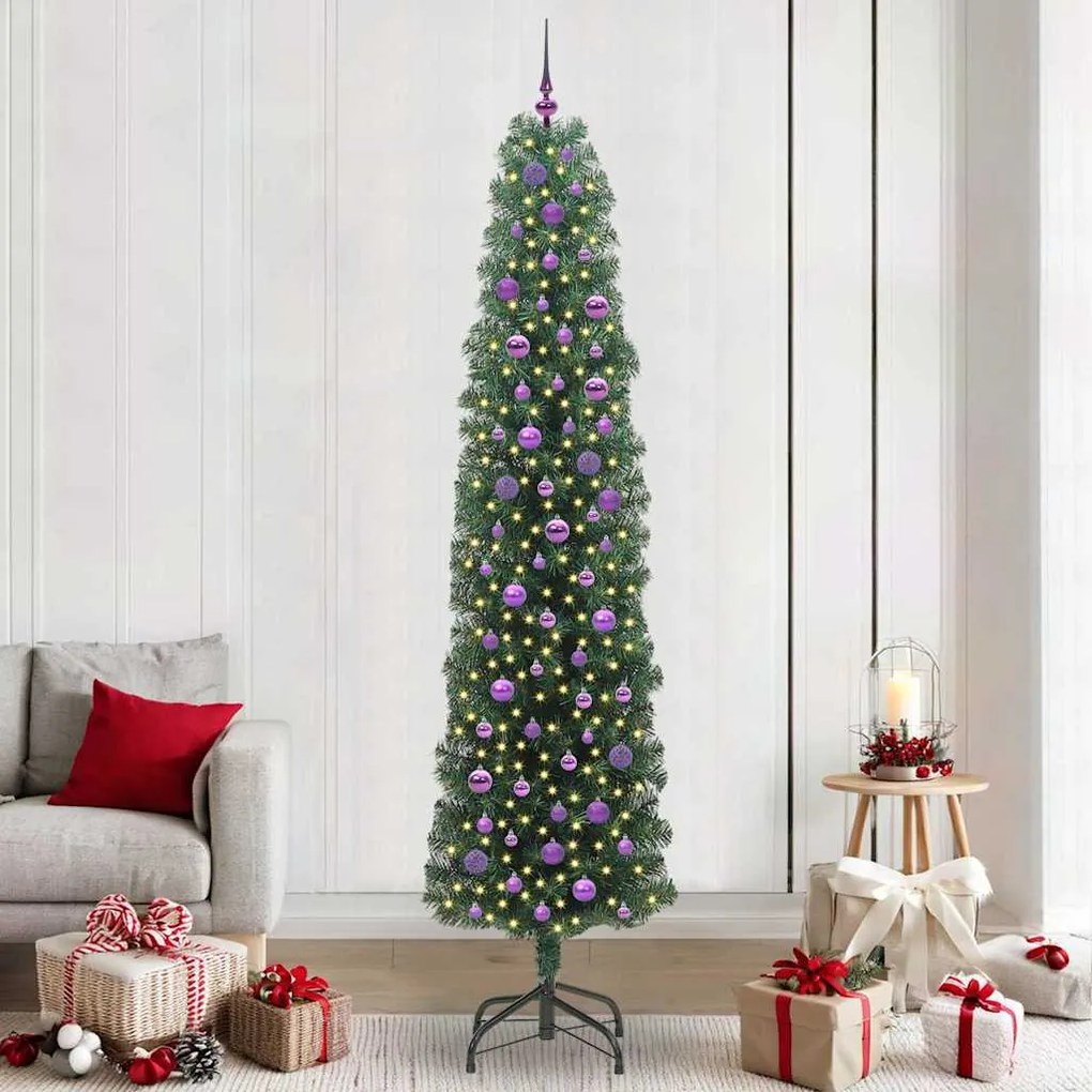 vidaXL Árvore de Natal Artificial Verde 240 cm PVC e Aço e Plástico
