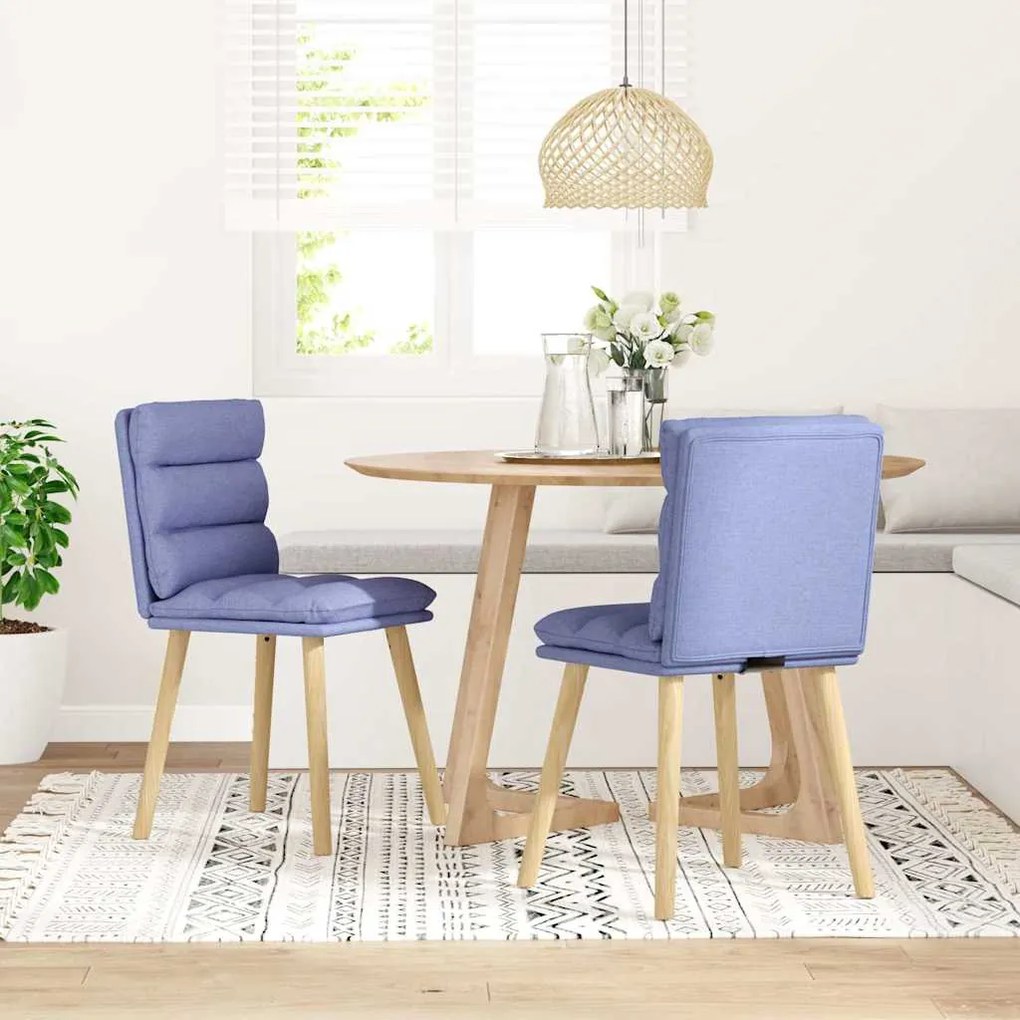 Cadeiras de jantar 2 pcs Jeans Tecido Azul