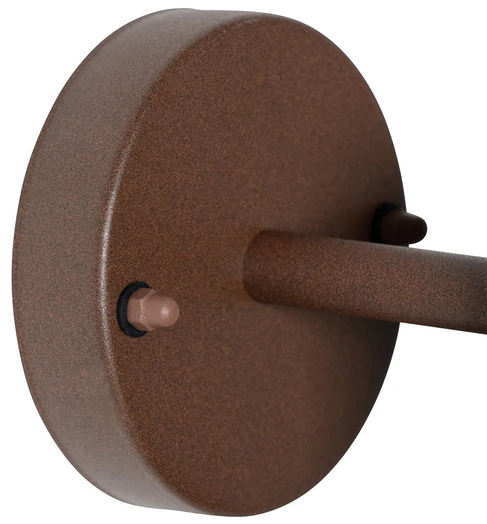 Candeeiro de parede exterior industrial castanho ferrugem redondo IP44 - Natas Industrial