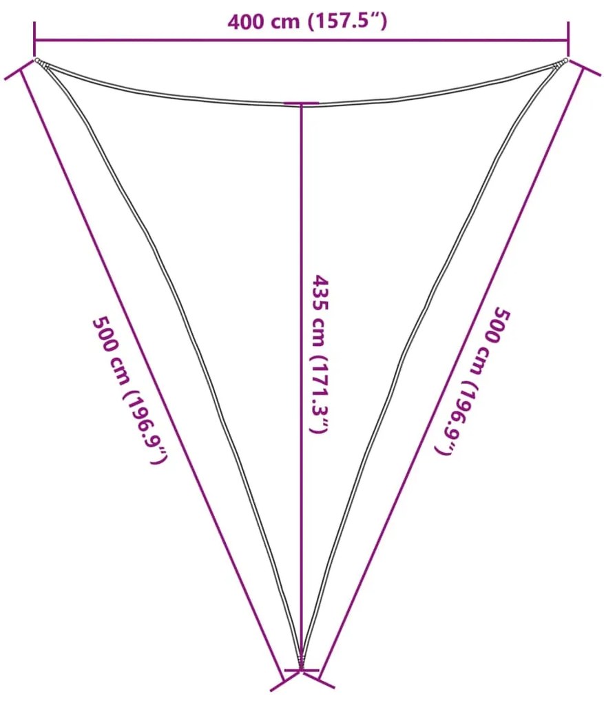 Para-sol estilo vela 160 g/m² 4x5x5 m PEAD bege