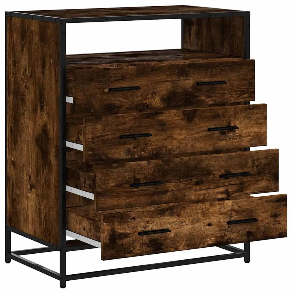 Cómoda com 1 Prateleira Aberta e 4 Gavetas - 70x41x83,5 cm - Derivados