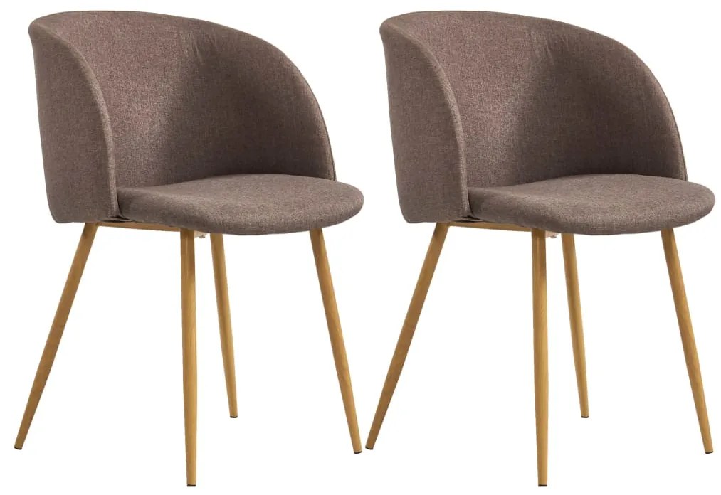vidaXL Cadeiras de jantar 2 pcs tecido castanho