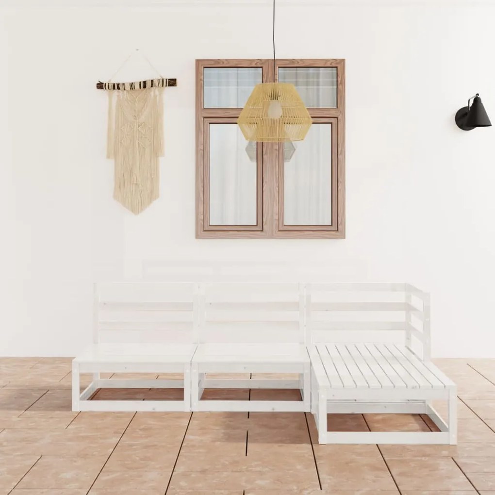 vidaXL 4 pcs conjunto lounge de jardim pinho maciço branco