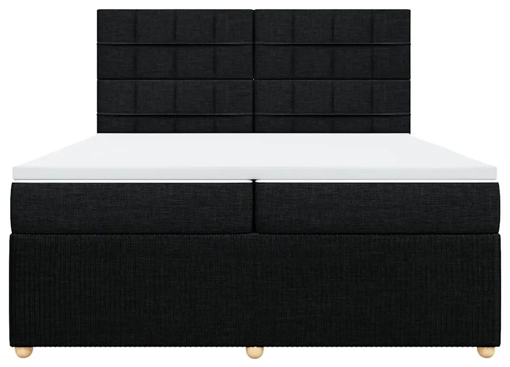 Cama com molas/colchão 200x200 cm tecido preto