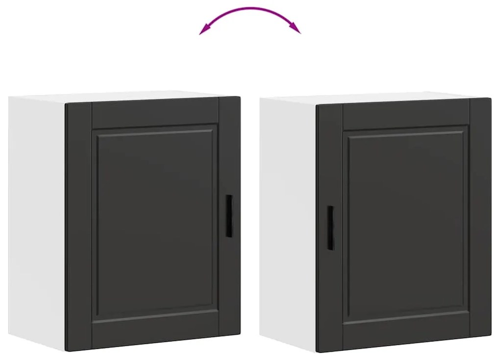 Armários parede cozinha 2 pcs Porto madeira engenheirada preto