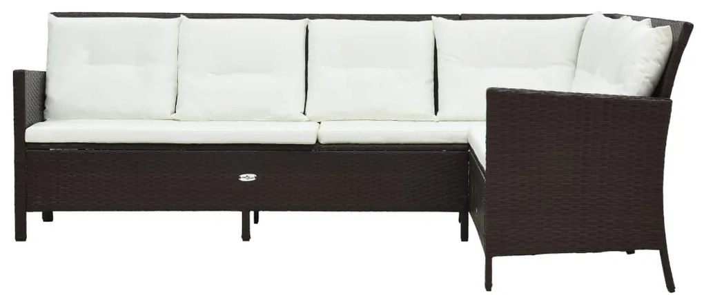 3 pcs conjunto lounge jardim c/ almofadões vime PE castanho