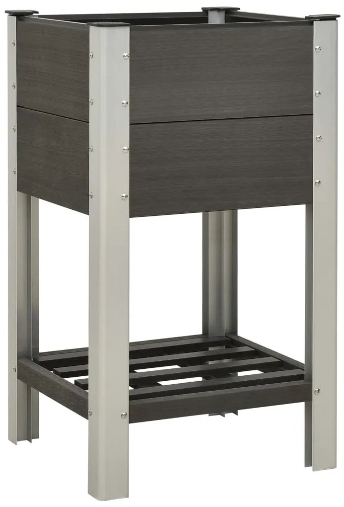 vidaXL Canteiro elevado jardim c/ prateleira 50x50x90 cm WPC cinzento
